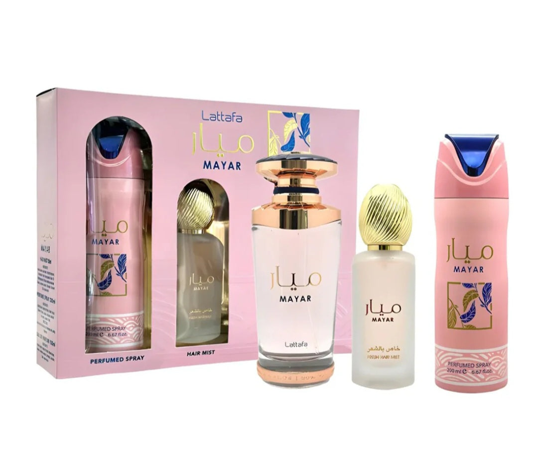 MAYAR SET EAU DE PERFUME, HAIR MIST, PERFUME BODY SPRAY