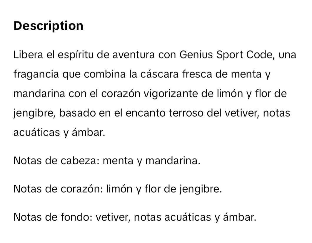 GENIUS SPORT CODE EAU DE PERFUME BY EMPER (DUPE OF ARMANY CODE)