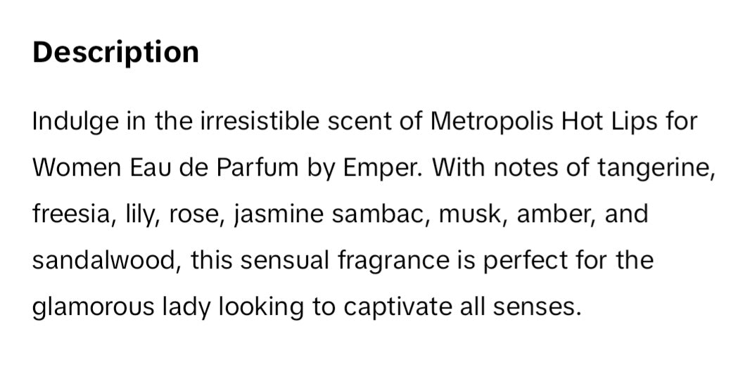 HOT LIPS EAU DE PARFUM BY METROPOLIS