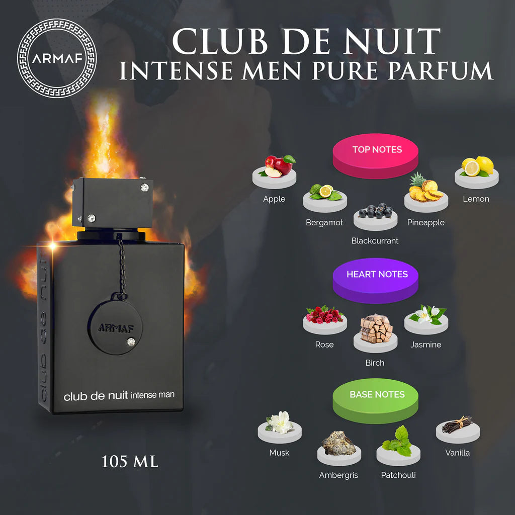 Armaf Club De Nuit Intense EDT for Men 105ML - Bold & Provocative Masculine Fragrance(Ins: Creed Aventus)
