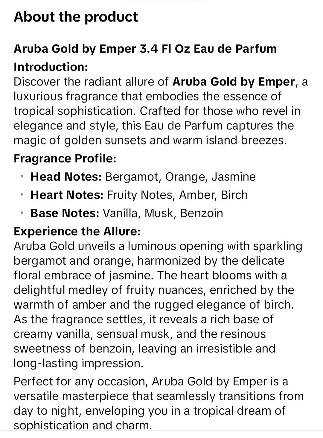 ARUBA GOLD PERFUMEaru