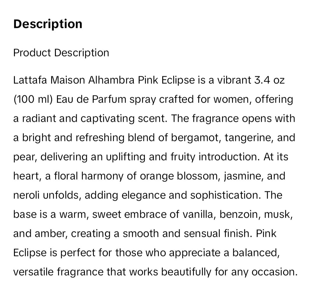 PINK ECLIPSE EAU DE PARFUM  BY Maison Alhambra